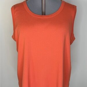 CJ Banks Tank Top Womens 3X Orange Scoop Neck Sleeveless Cotton Jersey Basic